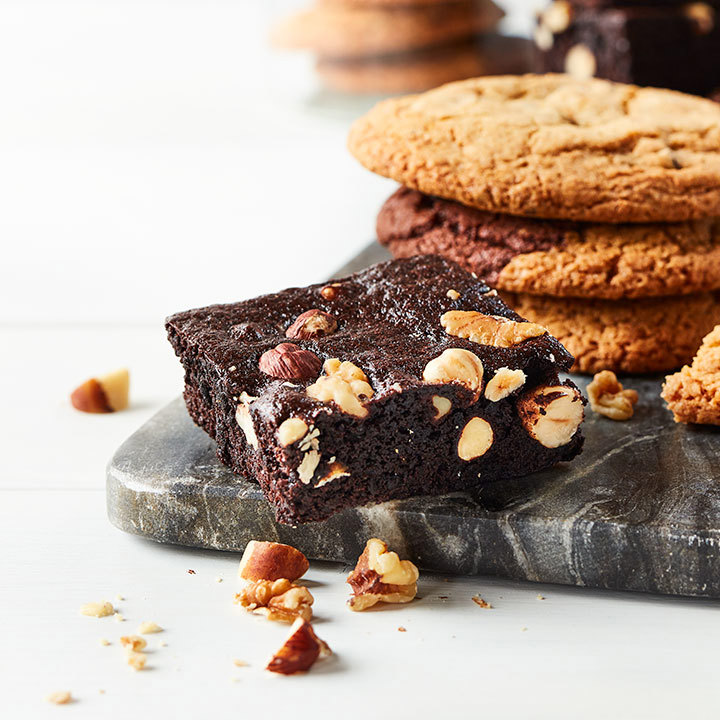 Gluten free brownie with nuts and chocolate chunks