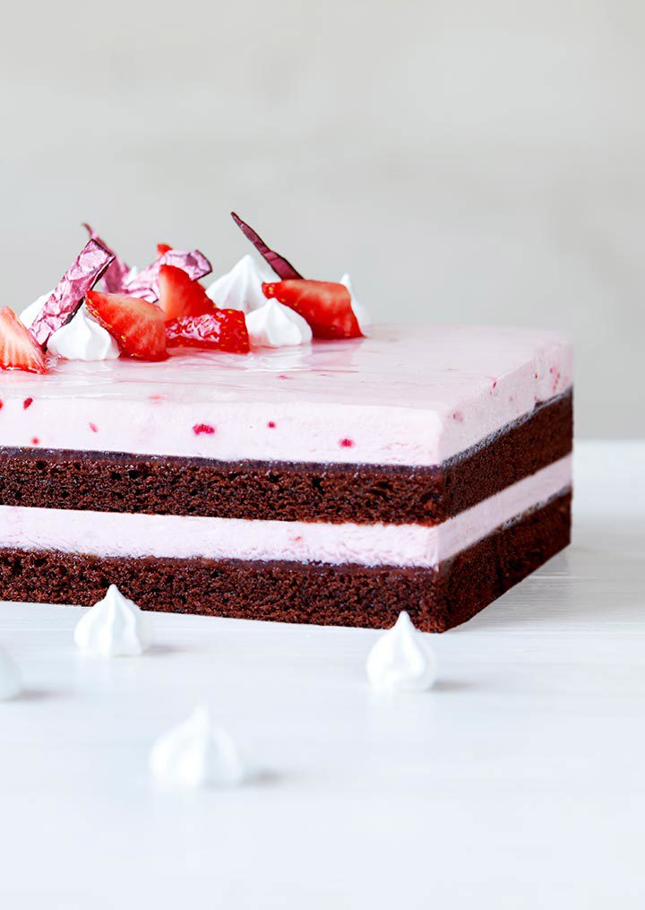 Softcake med cremet jordbærfromage