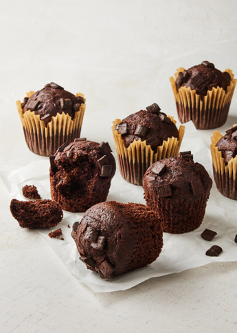 vegan American style muffins with chocolate chunks
