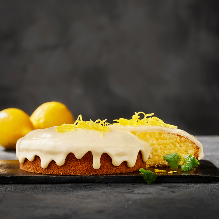 Gluten free lemon cake with sweet icing